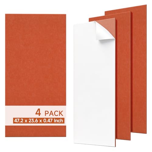 Acoustic Wall Panels,Peel and Stick,47.2"x23.6",4 Pack,Tangerine - color: Warm Tangerine, size: 4 Pack