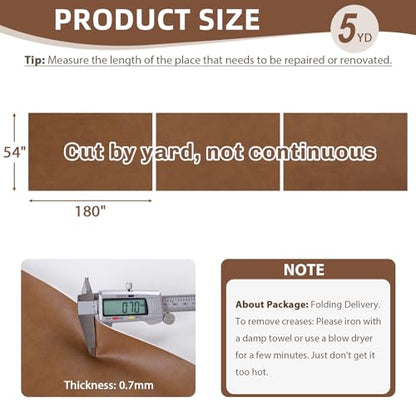 54" Marine Vinyl Upholstery Faux Leather Fabric by The Yard Waterproof - color: Brown, size: Pre-cut 5 Yards 54"x180"