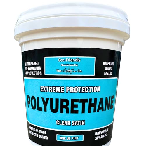 CrystaLac Extreme Protection Water Based Polyurethane (Satin, 16oz Pint): Self Leveling, Non Yellowing, Brush or Spray, UV Protection, Low Odor, Water Clean Up, Durable & Scratch Resistant. - color: Satin, size: Pint