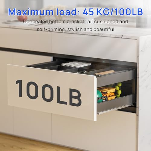 22 Inch Soft Close Undermount Drawer Slides for Frameless Cabinets - color: Soft Close Without Bracket, size: 22 Inch (550 mm)