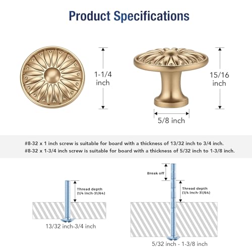 Champagne Bronze Cabinet Knobs Rosette Drawer Knobs 1-1/4 Inch 10 Pack - color: Champagne Bronze