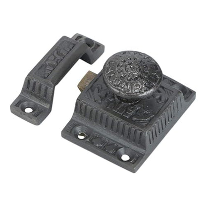 A29 Cabinet Latch, Cast Iron, Windsor Design, Antique Iron Finish - color: Antique Iron-B