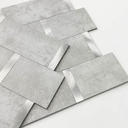 Subway Backsplash Peel and Stick Backsplash Tile Cement Grey 10pcs - color: Cement Grey, size: 10sheets
