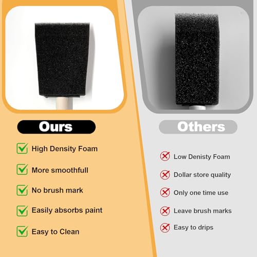 50pcs Foam Brush Set with High Density Foam Multi Sizes - size: 5/16"-2" assorted 50pcs