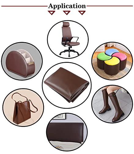 Picheng Vinyl Faux Leather Sheets: Smooth Faux Leather Fabric 54" x 36" - color: Dark Brown