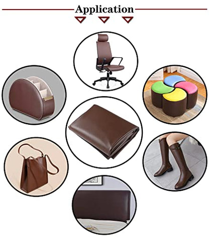 Picheng Vinyl Faux Leather Sheets: Smooth Faux Leather Fabric 54" x 36" - color: Dark Brown