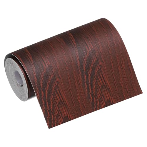 MECCANIXITY Wood Grain Repair Tape, 4 Inch x 16 Feet Self Adhesive Wood Grain Tape Multi-Purpose Wallpaper Border Trim for Furniture Floors Windows Doors Tables Home, Dark Red - color: Dark Red, size: 4 Inch x 16 Feet