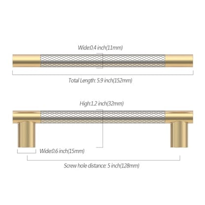 Asidrama 10 Pack 5 Inch(128mm) Knurled Gold and Brush Satin Nickel Kitchen Cabinet Handles, Cabinet Pulls Kitchen Cabinet Hardware Cupboard Handles Drawer Pulls 4496A - color: Gold-Nickel, size: 5" Hole Center(128mm)
