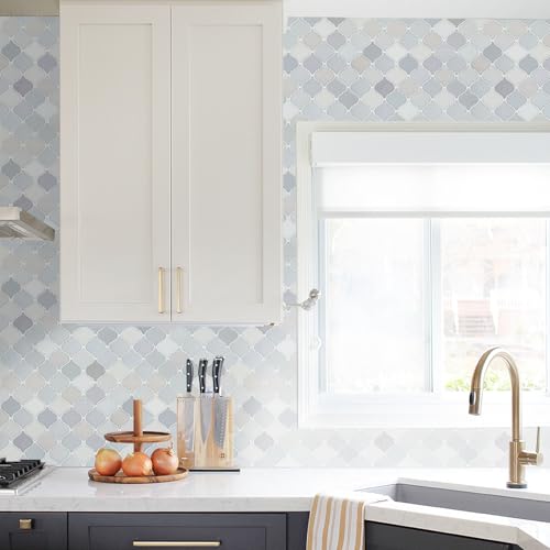 STICKGOO Arabesque Peel and Stick Backsplash Tile for Kitchen, Light Tones - color: Light Tones