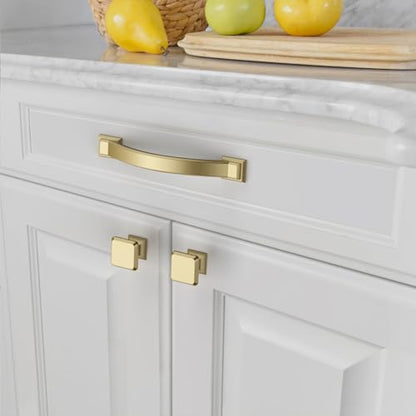 Amerdeco 10 Pack Brushed Gold Cabinet Pulls 4" - color: Brushed Gold, size: 4" hole center