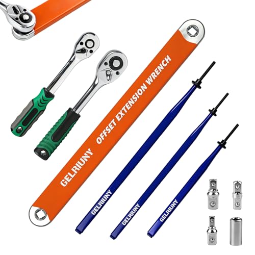 6 Pcs Offset Extension Wrench Set, 3 Extension Clamps with 24T&72T Ratchets