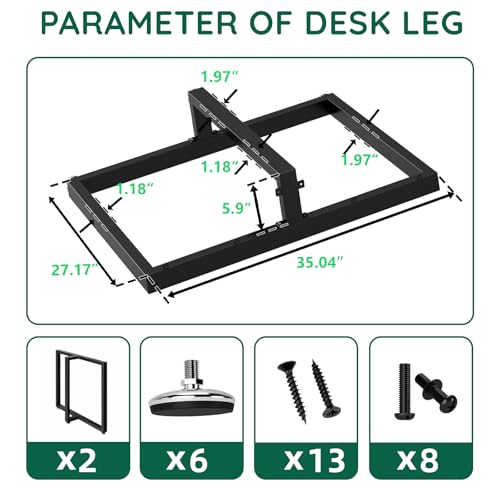 Giantjellies T Shape Heavy Duty Metal Table Legs Set of 2, 28" H×35" W Black Table Legs with Adjustable Foot Pads, 1000LBS Load Capacity for Desk Dining Bench - color: T-shape, size: 28"H35"W
