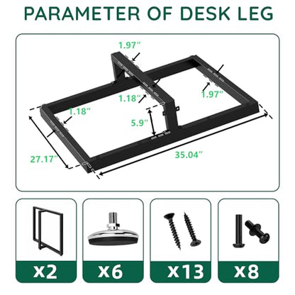 Giantjellies T Shape Heavy Duty Metal Table Legs Set of 2, 28" H×35" W Black Table Legs with Adjustable Foot Pads, 1000LBS Load Capacity for Desk Dining Bench - color: T-shape, size: 28"H35"W