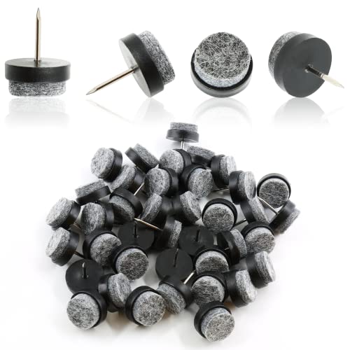 40 PCS 18mm Nail-On Felt Glides, Chair Leg Protector Black - size: 18mm - Black