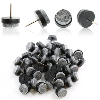 40 PCS 18mm Nail-On Felt Glides, Chair Leg Protector Black - size: 18mm - Black