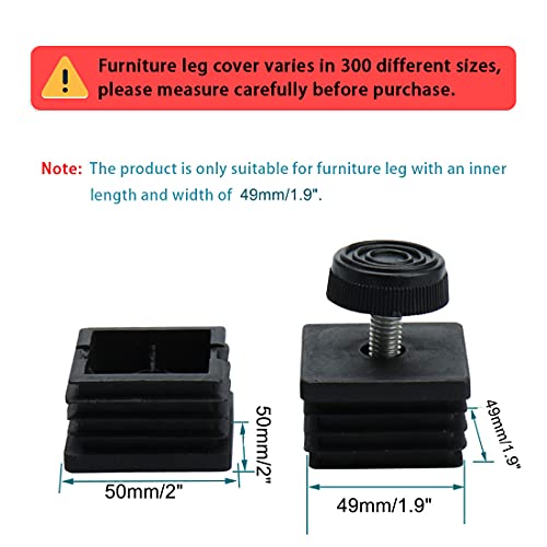uxcell Plastic Square Adjustable Furniture Leveling Foot Insert 50 x 50mm 4 Sets