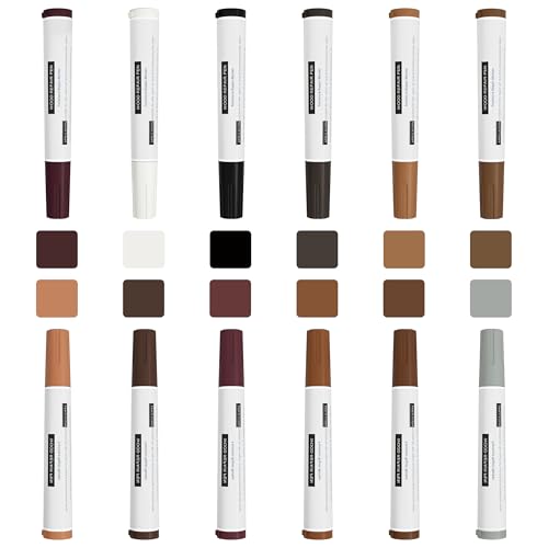 Furniture Markers Touch Up: 12-Color Wood Markers Repair for Scratches/Stains in Floors/Table/Cabinets/Desks/Bedposts/Door(Hardwood/Laminate) - color: 12 Color Markers
