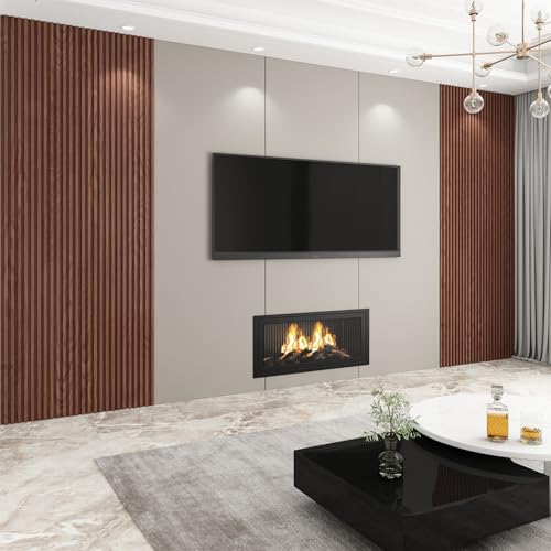 Slat Wall Panel 8-Pack, 118’’x6.1’’, Walnut - size: 118’’x6.1’’-Walnut