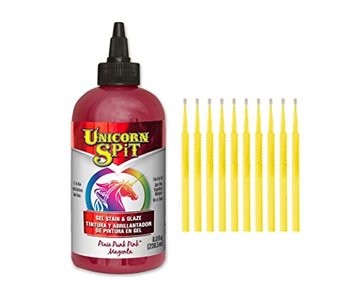 Unicorn SPiT Gel Stain and Glaze in One - Pixie Punk Pink 8 oz. Bottle Detail Sticks (Pixie Punk Pink, 8 oz) - color: Pixie Punk Pink, size: 8oz