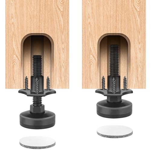 Anwenk 8Pack Leveling Feet Adjustable Furniture Levelers Table Leg Levelers for Sofa Tables Chairs Cabinets,Support 1320LBs, T-Nut Kit 3/8”-16 Thread, Large Base - color: Bk
