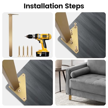 Geesatis 12" Adjustable Table Legs,4Pcs Aluminum Alloy Furniture Legs - color: Brushed Antique Gold, size: 12 In