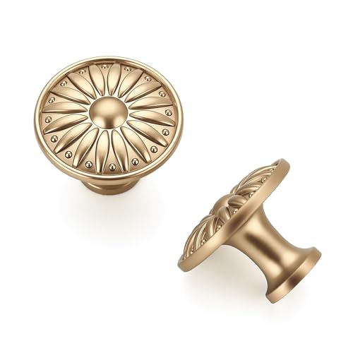 Champagne Bronze Cabinet Knobs Rosette Drawer Knobs 1-1/4 Inch 10 Pack - color: Champagne Bronze