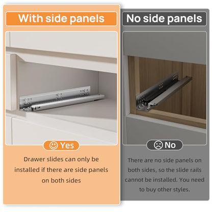 10 Inch Soft Close Undermount Drawer Slides for Frameless, 100lb,1 Pair - size: 10 Inch