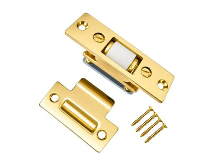 QCAA Heavy Duty Solid Brass Adjustable Silent Roller Catch, Polish Brass, 1 Pack, Made in Taiwan - color: Polished Brass, size: 1 Pack