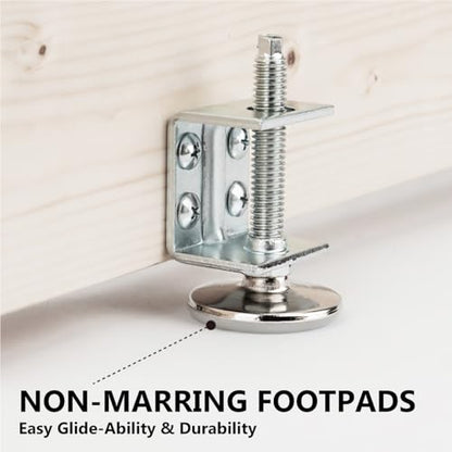 POWERTEC U-Bracket Leg Levelers 4PK, Heavy Duty Adjustable Furniture Feet for Work Bench/Cabinet/Desk, w/Non-Marring Pads (71151) - size: U Bracket Leveler, Set of 4