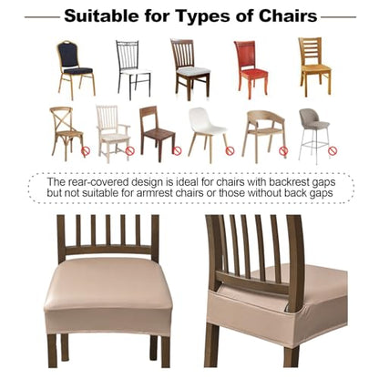 FUANGUI Dining Chair Covers Set of 2, Kitchen Chair Seat Covers - color: Pu-khaki