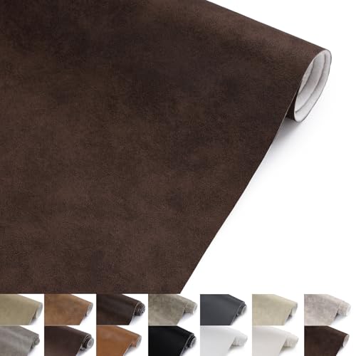 Faux Leather Vinyl Upholstery Fabric by The Yard, 55" W 1.3mm Thick Soft Anti-Scratch Durable Marine Vinyl Fabric Synthetic Leather for Sofa Bags Chairs Car Seats DIY Crafts, 8 Yards (Brownish Red) - color: Brownish Red, size: 8 Yards