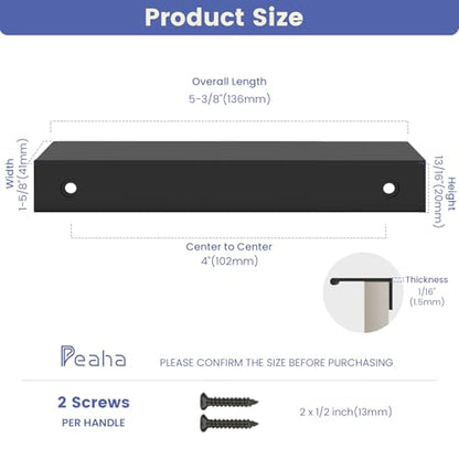 Peaha 25 Pack Kitchen Cabinet Handles 4" Black Drawer Pulls Edge Pulls - color: Black, size: Hole Centers:4in(102mm)