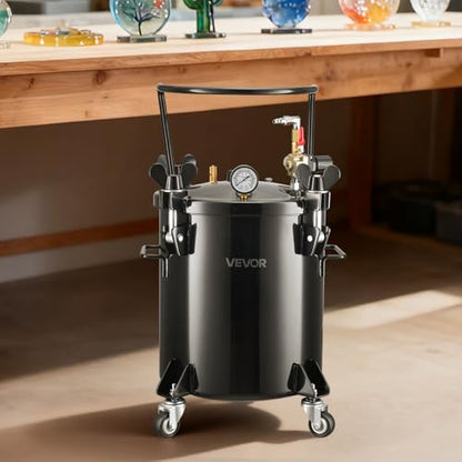 VEVOR Heavy Duty Steel Pressure Pot, 5.3 Gal/20 L Heavy Duty Steel Air Tool Pressure Pot, Pressures Pots with Three Quick-Connect Couplers for Home Use, DIY, Art Creations, Large-Diameter Tank - size: 20L/5.3Gal