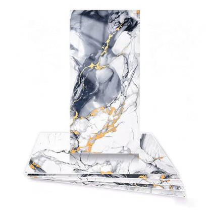 Peel and Stick Wall Panels, Marble Look Tiles for Backsplash, 12 Packs - color: White/Black/Gold, size: 23.6" x 11.8" x 2.2mm