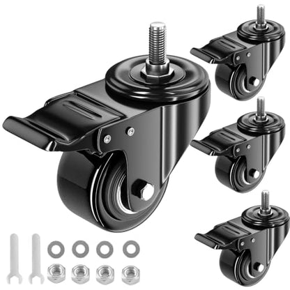 2 Inch Stem Casters 1/4"-20x1 Heavy Duty Threaded Caster Wheels Set of 4 - color: Black, size: 2in(1/4"-20)