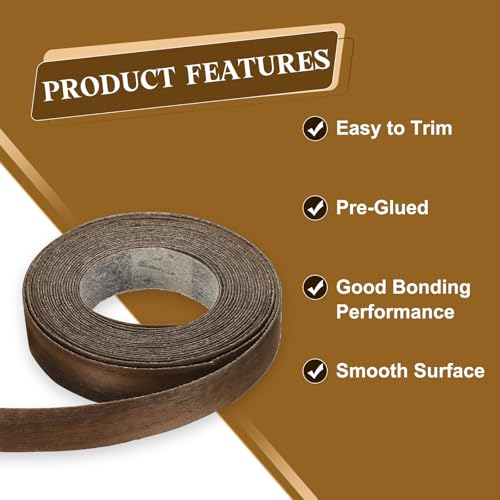 uxcell 5/8 Inch x 13ft Wood Veneer Edge Banding Pre-Glued Flexible Strips - size: 5/8 Inch x 13ft