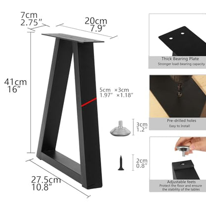 16 Inch Trapezoid Bench Legs Metal Coffee Table Legs, End & Side Table Feets, DIY Furniture for Desk Chair, Set of 2 (H16 x W10.8, Black) - color: Black, size: 16 '' T