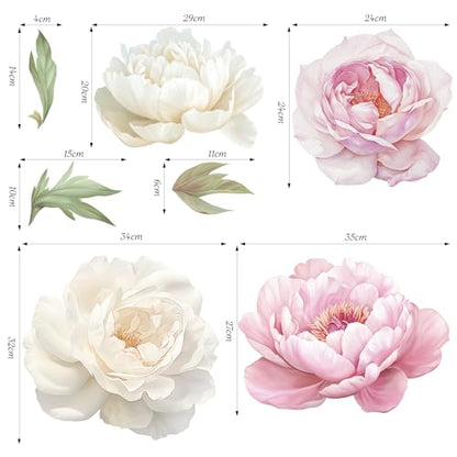 SHUCHING Peony Wall Decal Peel and Stick, Large Flower Sticker Bedroom - color: Sch-25f-0061