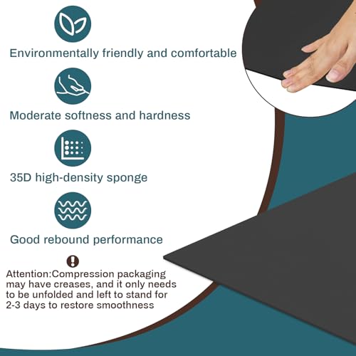 Frienda 1 Pack 118" x 60" x 0.2" Upholstery High Density Craft Foam, Black - color: Black, size: 118" X 60" X 0.2"