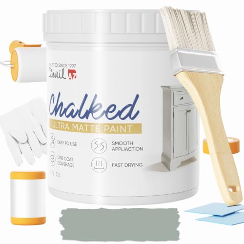 DWIL Chalk Paint Furniture Paint Matte Finish Muted Tone 16OZ - color: Green Gray