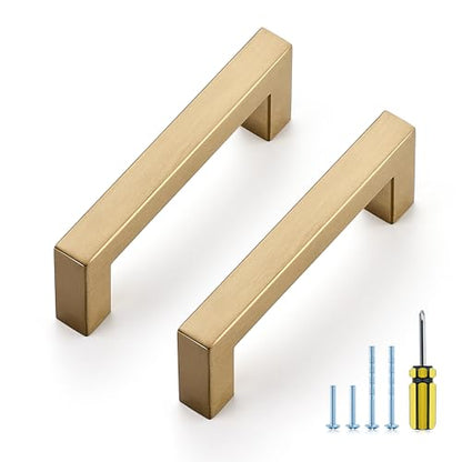 Ravinte Champagne Bronze Square Pulls Cabinet Handles,3-1/2 Inch,30 Pack - color: Champagne Bronze, size: 3-1/2 Inch Hole Center