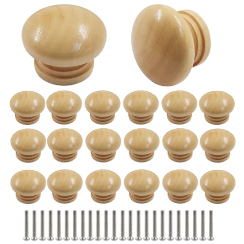 Hitefu 20 Pcs Log Vanished Wood Mushroom Cabinet Knobs (1.3" Dia. x 1") - color: Log Vanished