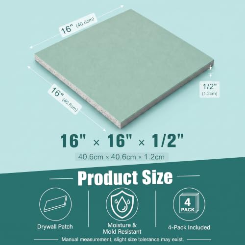 Amylove 4 Pcs 16 x 16 x1/2 Inch Drywall Repair Panel Repair for Mend Wall - color: Green, size: 16 x 16 x1/2 Inch