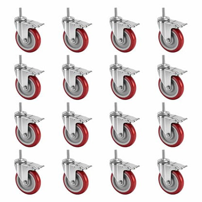 Caster Wheels,5 Inch Locking Swivel Caster for Furniture with Threaded Stem - size: 5"16pack