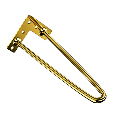 Osring 12 Inch Hairpin Legs 3/8" Dia 2 Rods, Gold Furniture Table Feet 4pcs - color: Gold, size: 12 Inch