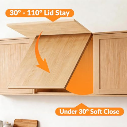 HBL' Lid Support Hinges with Soft Close, Adjustable Strength, 20LBS Support - size: 20LBS Max Load