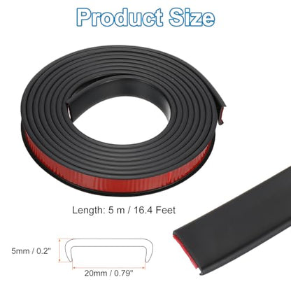PATIKIL TPE U-Shape Edge Banding, 13/16 Inch x 16.4ft Self Adhesive Flexible Veneer Edging Trim Furniture Edge Protector for Shelf Cabinet Table Repair Restoration, Black - size: 16.4Ft x 0.79"