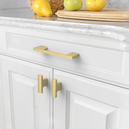 Amerdeco 10 Pack Brushed Gold Cabinet Pulls 3-3/4" - color: Brushed Gold, size: 3.75" hole center