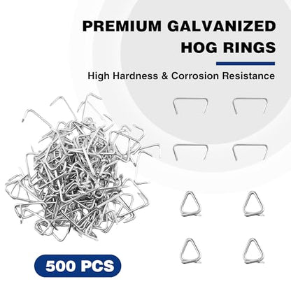 WORKPRO Bent Hog Ring Pliers with 500 Pcs 3/4" Hog Rings - style: Bent Hog Ring Pliers Set