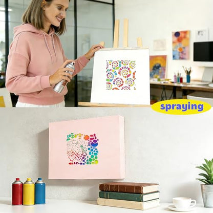 16 Pcs Mixed Texture Stencils for Painting Reusable Plastic Small 6×6 Inch Geometric Stencils Abstract Layering Drawing Templates for Crafts DIY Wall Canvas Notebook Knit Card Wood - color: Style B